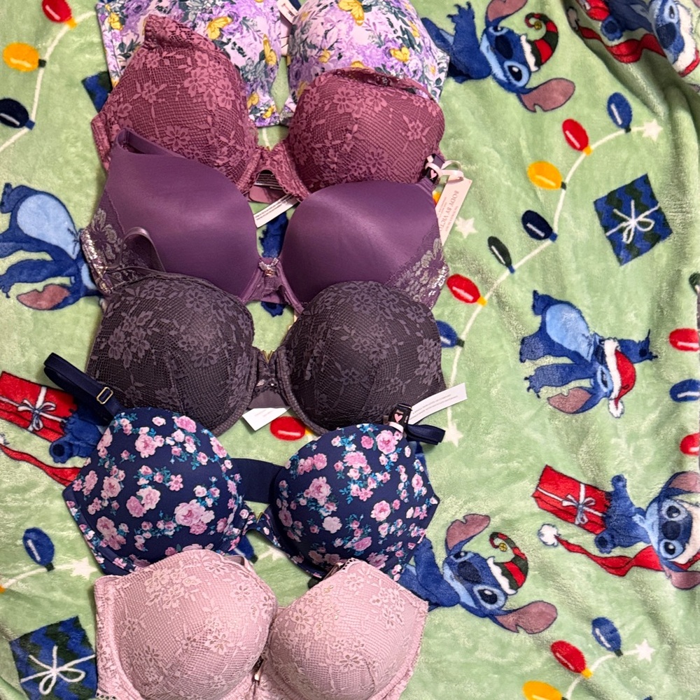 Victoria's Secret Lace and Floral Bra Collection - Purple, Floral, Pink